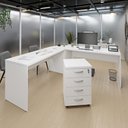 Ver mais imagens de Conjunto Mesa de Escritório Conexão em L e Gaveteiro Volante 4 Gavetas 140cm Branco