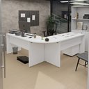 Ver imagem 5 de Conjunto Mesa de Escritório Conexão em L e Gaveteiro Volante 4 Gavetas 140cm Branco