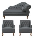 Ver imagem 1 de Recamier Larissa 160 cm e 2 Poltronas Genesis Suede Cinza