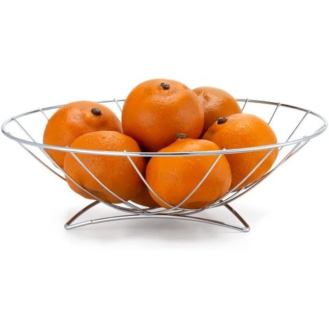 Fruteira Simples Metal Cromado - Fruteira de Mesa - Estilosa Cromada Design Lindo Cromado - Aramado