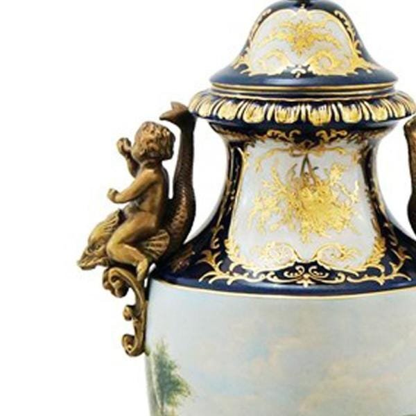 Potiche em Porcelana Sévres Azul Marinho com Apliques em Bronze e Detalhes em Ouro - 2