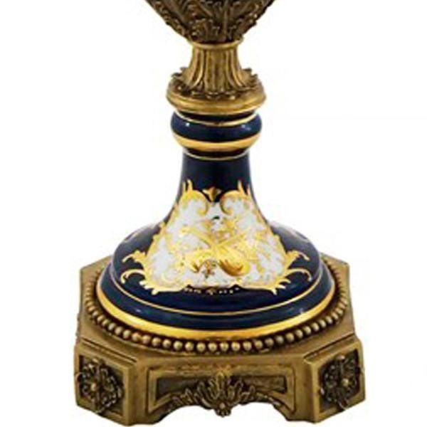 Potiche em Porcelana Sévres Azul Marinho com Apliques em Bronze e Detalhes em Ouro - 4
