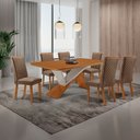 Ver imagem 2 de Mesa de Jantar Yasmin 180cm Tampo MDF Canto Copo Laminado com 6 Cadeiras Lira