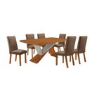 Ver imagem 1 de Mesa de Jantar Yasmin 180cm Tampo MDF Canto Copo Laminado com 6 Cadeiras Lira
