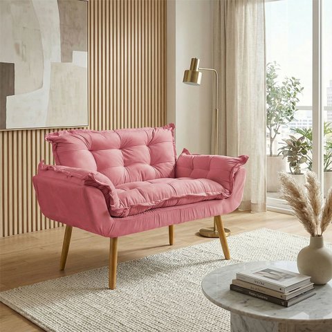Namoradeira Decorativa Confortável para Sala Recepção Consultório Manicure Alice Suede