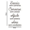 Ver imagem 2 de Adesivo Decorativo Parede Frase Sorria Sem Câmeras Ame Sem Condições