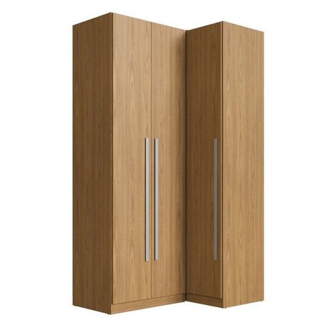 Guarda Roupa Modulado 100% MDF 2 Peças com Canto Reto 3 Portas Integrato Freijó