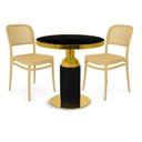 Ver imagem 1 de Conjunto Mesa de Jantar Redonda Imperial 70cm Preta com 2 Cadeiras Roma - Nude