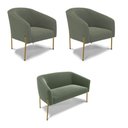 Ver imagem 1 de Namoradeira e 2 Poltronas Pé Ferro Dourado Stella Bouclê Menta D03 - D'Rossi