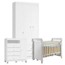 Ver imagem 1 de Quarto de Bebê 3 Portas Ternura Baby com Berço Mirelle Branco Brilho - Incorplac