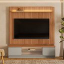 Ver imagem 1 de Rack com Painel para TV até 75 Polegadas com LED Modular Marrom 221x200cm Magnum