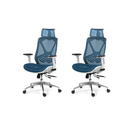 Ver imagem 2 de Kit 2 Cadeiras de Escritório Tela Mesh Ergonômico - Cor Azul e Branco - Base Giratória Cromada Berin