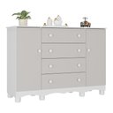 Ver imagem 2 de Cômoda Infantil 125cm 2 Portas e 4 Gavetas Dengo Multimóveis Mp4440 Branco/off White
