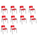 Ver imagem 1 de Kit 10 Cadeiras Infantil Iso, Escola, Base Cinza- Vermelho