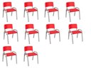 Ver imagem 1 de Kit 10 Cadeiras Infantil Iso, Escola, Base Cinza- Vermelho