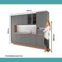 Ver imagem 7 de Armário de Cozinha Completa com Balcão Milla Harmony Move Carraro Nogal com Cinza Titânio