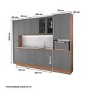Ver imagem 5 de Armário de Cozinha Completa com Balcão Milla Harmony Move Carraro Nogal com Cinza Titânio