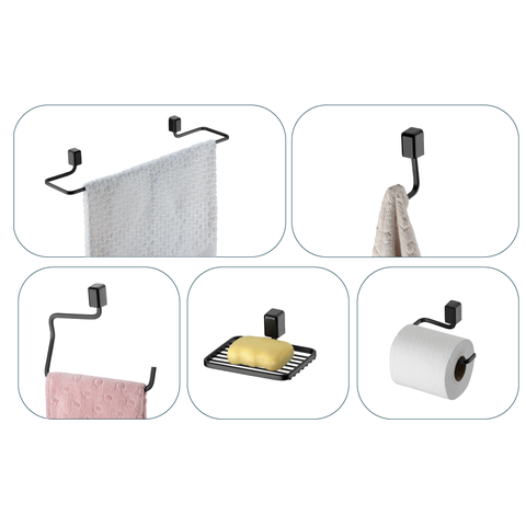 Kit de Banheiro para Pendurar Parede 5 Peças Schmitt Aramado:preto Fosco