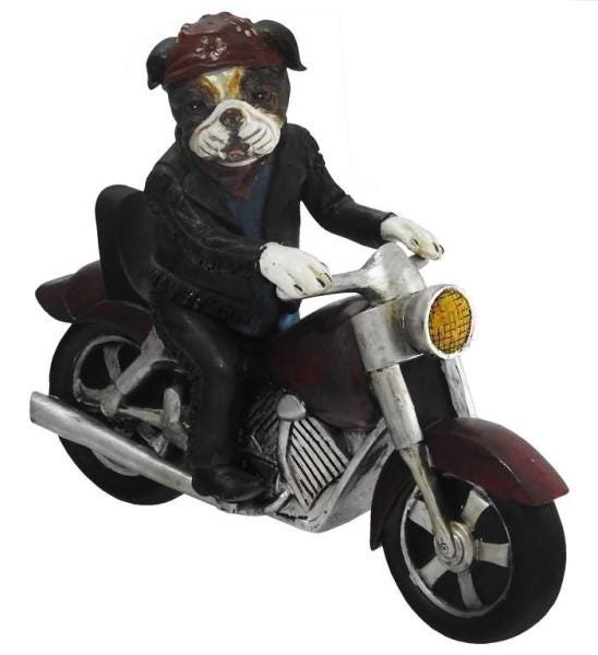 Escultura Em Resina Bulldog Motoqueiro - 1