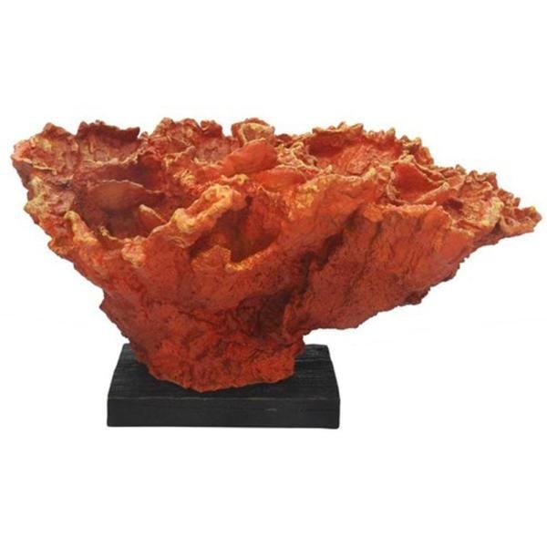 Coral Decorativo em Poliresina Laranja Base Quadrada Preta - 1