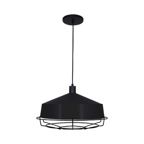 LUMINÁRIA PENDENTE DETROIT MED 1 LAMP E27 PRETO - 3158 PT