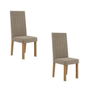 Kit 2 Cadeiras Laura com Encosto – Tecido Veludo Suede Bordado Estrutura 100% Mdf Mel/caramelo