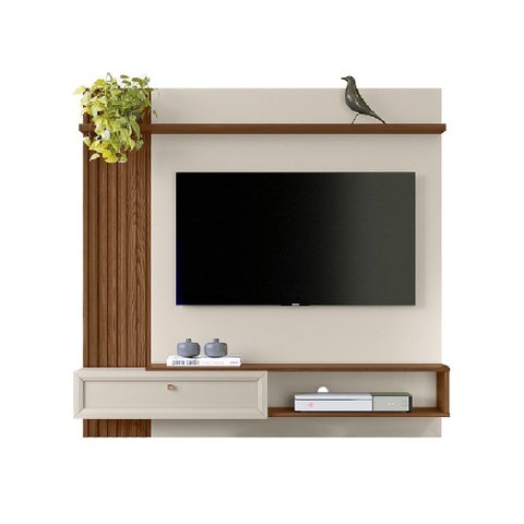Painel Tv até 55" Home Suspenso Sala 133cm Austin Freijó/off White L04 - D'rossi