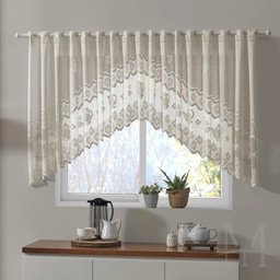 Cortina Renda Bando Cascata 3M X 1M Alt Creme Bule Lisa - 1