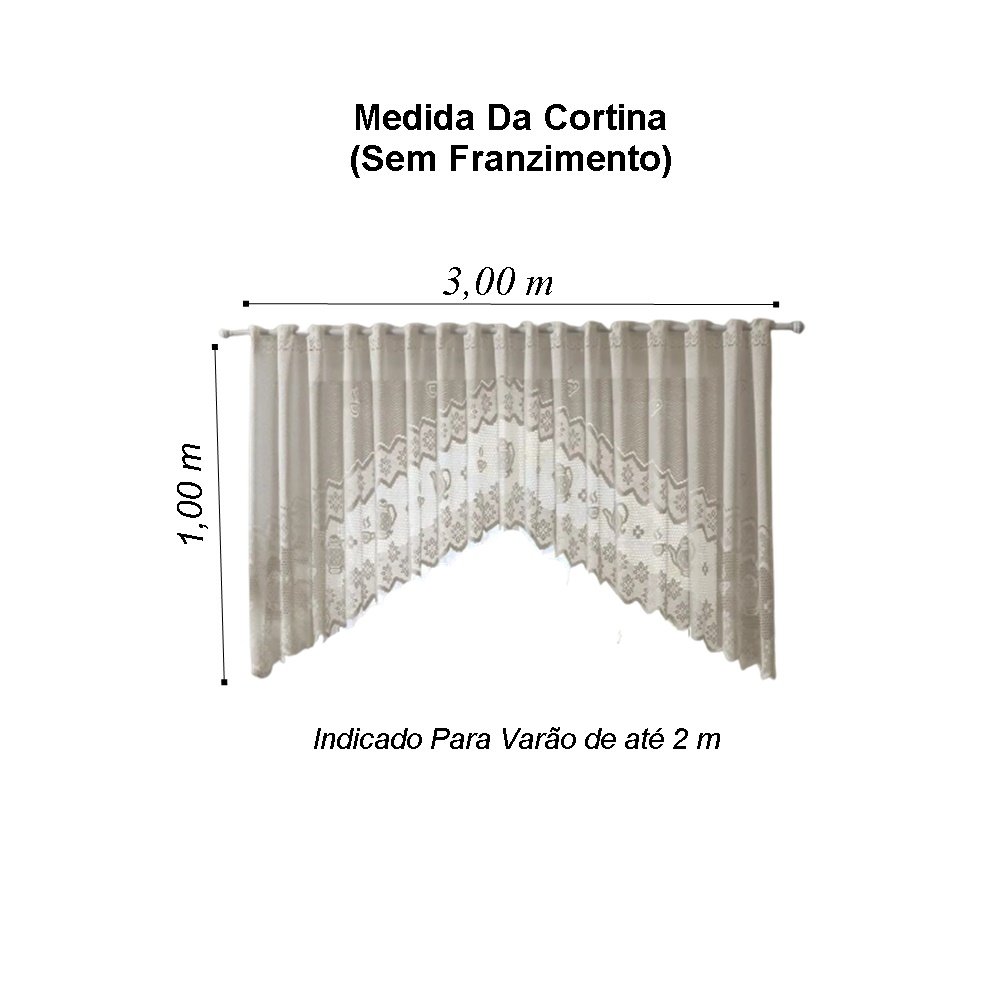 Cortina Renda Bando Cascata 3M X 1M Alt Creme Bule Lisa - 2