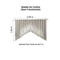 Cortina Renda Bando Cascata 3M X 1M Alt Creme Bule Lisa - 2