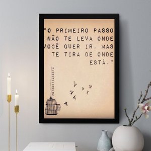 Quadro Decorativo o Primeiro Passo 33x24cm - com Vidro:moldura Branca