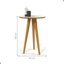 Ver imagem 2 de Mesa Lateral Porta Bella Redonda MDF Pés Madeira 46cm Off White Oft Móveis