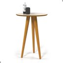Ver imagem 3 de Mesa Lateral Porta Bella Redonda MDF Pés Madeira 46cm Off White Oft Móveis