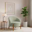 Ver imagem 1 de Poltrona Decorativa Ariel Orgânica Boucle Verde Claro com Pés Madeira Loja Sheep