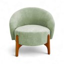 Ver mais imagens de Poltrona Decorativa Ariel Orgânica Boucle Verde Claro com Pés Madeira Loja Sheep