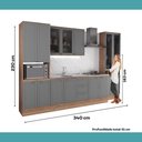 Ver mais imagens de Cozinha Milla Pure 15 Portas 3 Gavetas MDF-MDP 340cm Cinza com Nogal Móveis Carraro