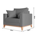 Ver imagem 5 de Poltrona Beny Decorativa com 2 Almofadas Linho Cinza Base em Madeira Maciça