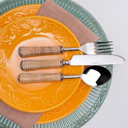 Jogo 6 Talheres Wolff em Aço Inox - Cabo Rattan - 4