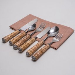 Jogo 6 Talheres Wolff em Aço Inox - Cabo Rattan - 5