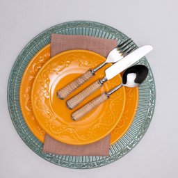 Jogo 6 Talheres Wolff em Aço Inox - Cabo Rattan - 2