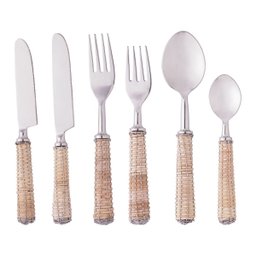 Jogo 6 Talheres Wolff em Aço Inox - Cabo Rattan - 1