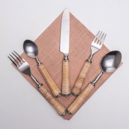 Jogo 6 Talheres Wolff em Aço Inox - Cabo Rattan - 6