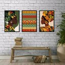 Ver imagem 1 de Kit 3 Quadros Decorativos Mulheres Africanas estampas 33x24cm - com Vidro:madeira Branca