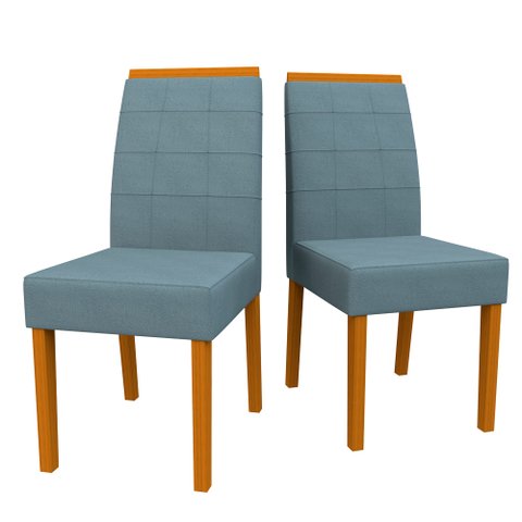 Conjunto Com 2 Cadeiras Para Sala de Jantar Isis Ypê Suede Animalle Azul WD26 New Ceval 13034/476 - 