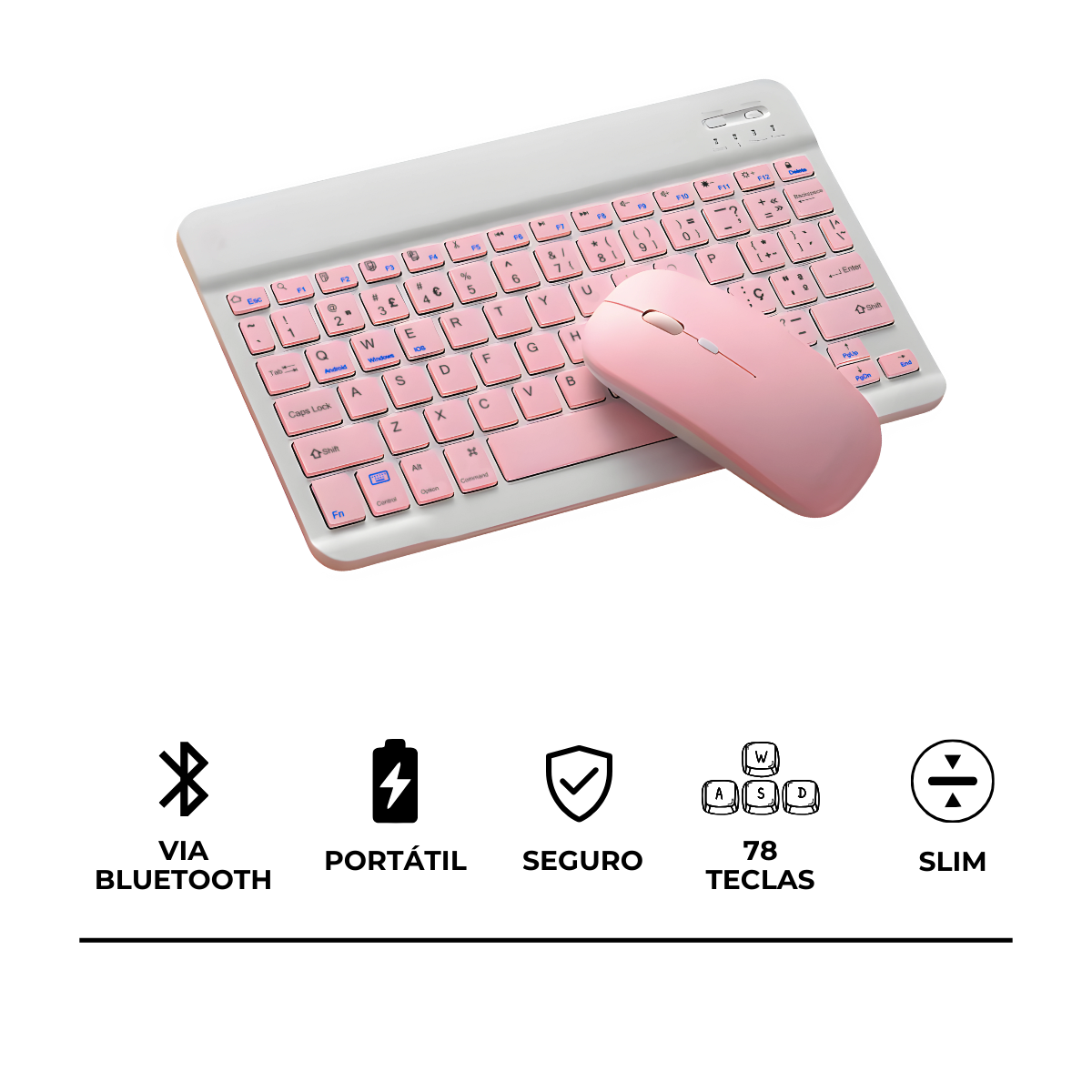 Teclado sem Fio Bluetooth Recarregável com Mouse - 5