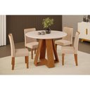 Ver imagem 1 de Conjunto: Mesa de Cozinha Celeste C/ Tampo Madeirado C/ Vidro Redondo 103x103cm e 4 Cadeiras Zoe