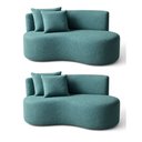 Ver imagem 1 de Kit 02 Sofá Decorativo Curvo Orgânico Nature Gaia Boucle Azul Turquesa - Montanaris Decor