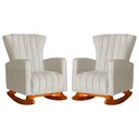 Ver imagem 1 de Conjunto 2 Poltronas Estofadas de Balanço Melinda Suede Bege - LM DECOR