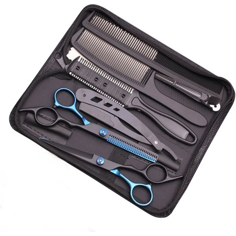 Kit de Tesouras para Corte de Cabelo - 6 Peças, Aço Inoxidável, 17 Cm, Ambidestro - para Salão e Uso