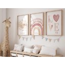 Ver imagem 2 de Kit 3 Quadros Sol Arco Íris Love Boho Quarto Menina Infantil